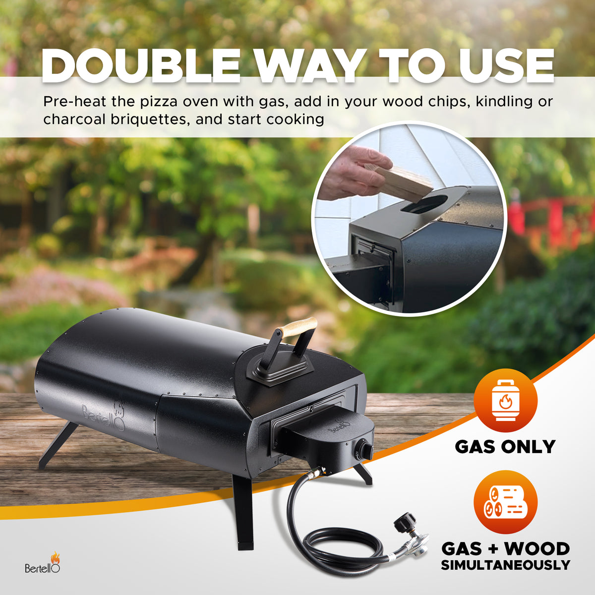 Bertello Grande 16" Outdoor Pizza Oven + Propane Gas Burner, Pizza Sto