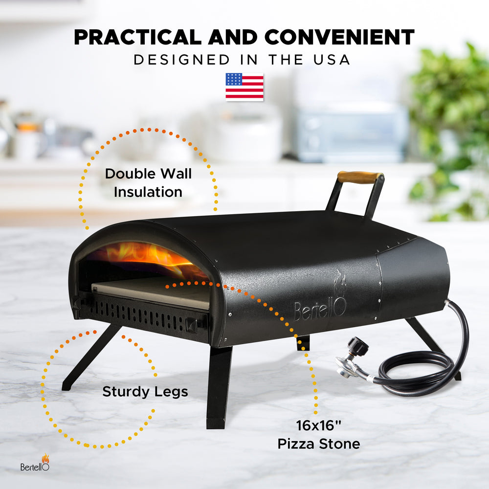 
                  
                    Bertello Grande 16" Outdoor Pizza Oven + Propane Gas Burner, Pizza Stone & Wood Tray
                  
                